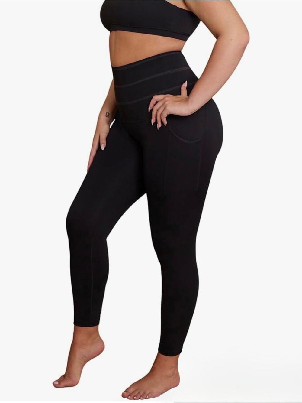 Black High Waist Leggings | Chic Edgy Athleisure Stretch Pants 1X